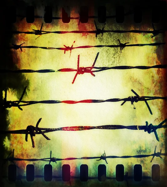 Concept old rusty security barbed wire fence — Stock Photo, Image