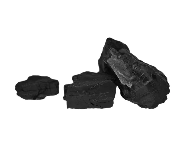 Zwarte steenkool geïsoleerd op wit — Stockfoto