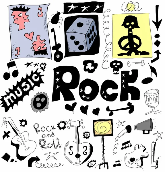 Doodle rocková hudba — Stock fotografie