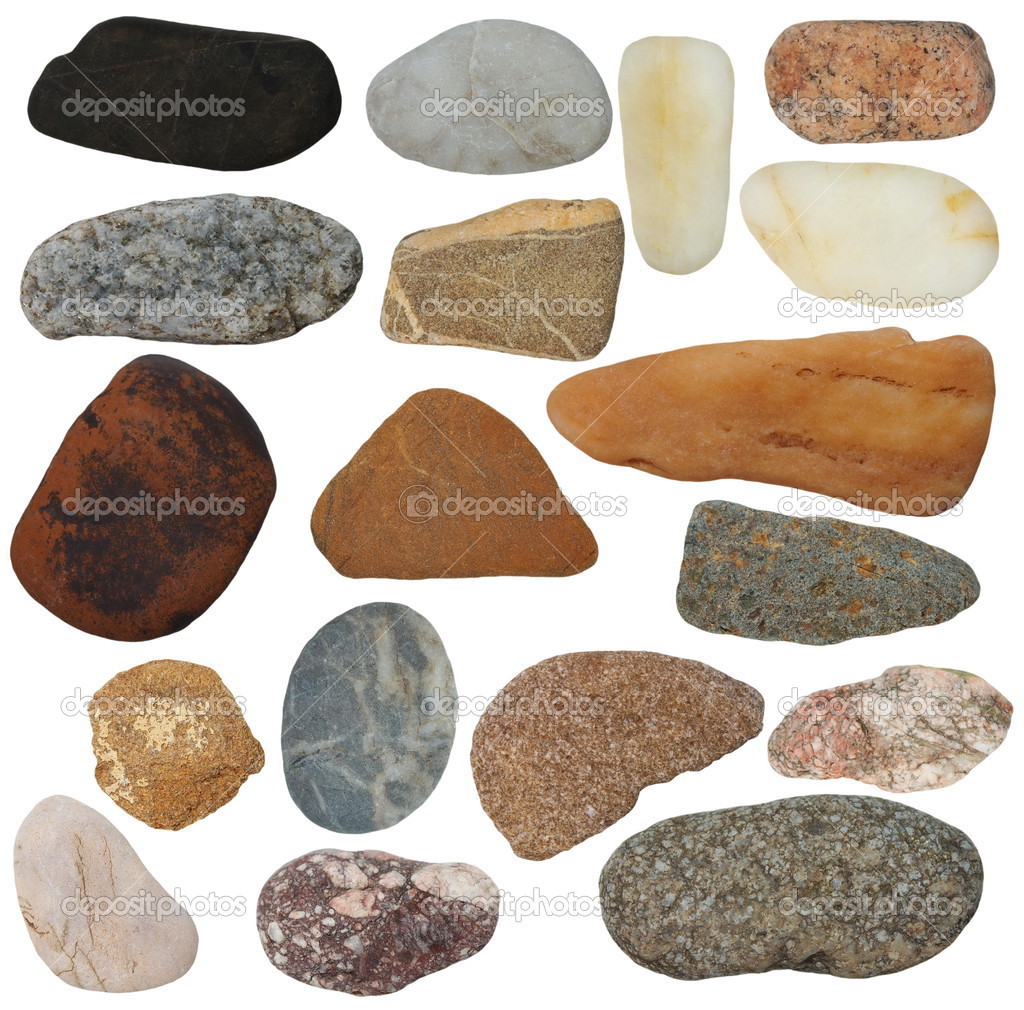 Big Collection Rocks isolated on white background