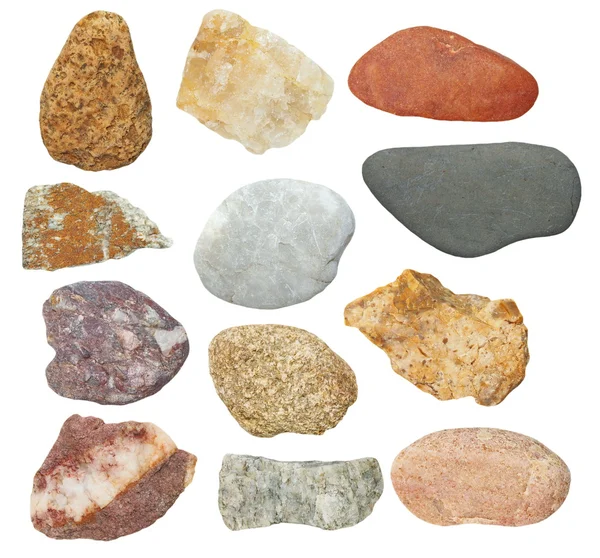 Velké kolekce horniny izolovaných na bílém pozadí — Stock fotografie