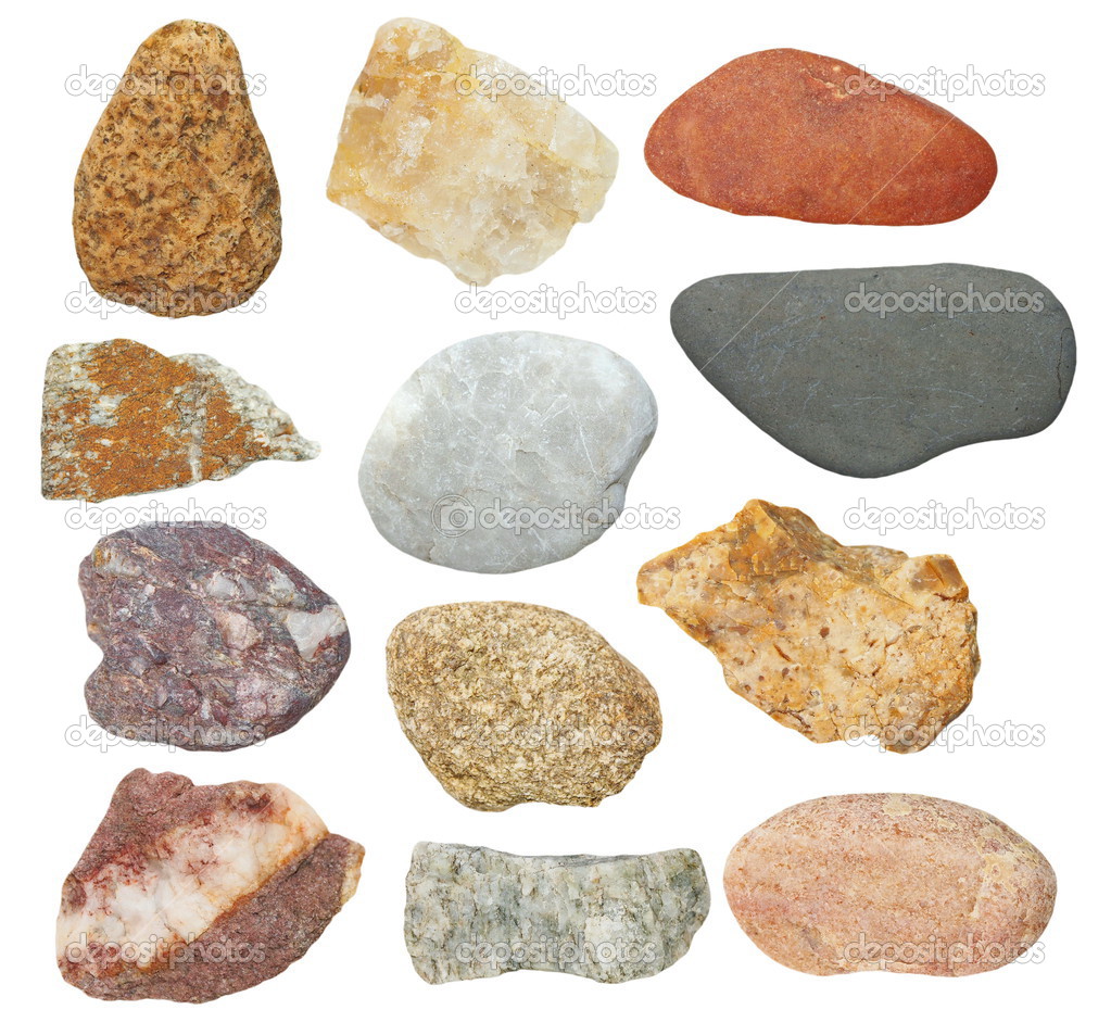 Big Collection Rocks isolated on white background