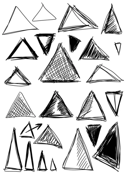 Doodle, impostare le forme disegnate a mano triangolo — Foto Stock