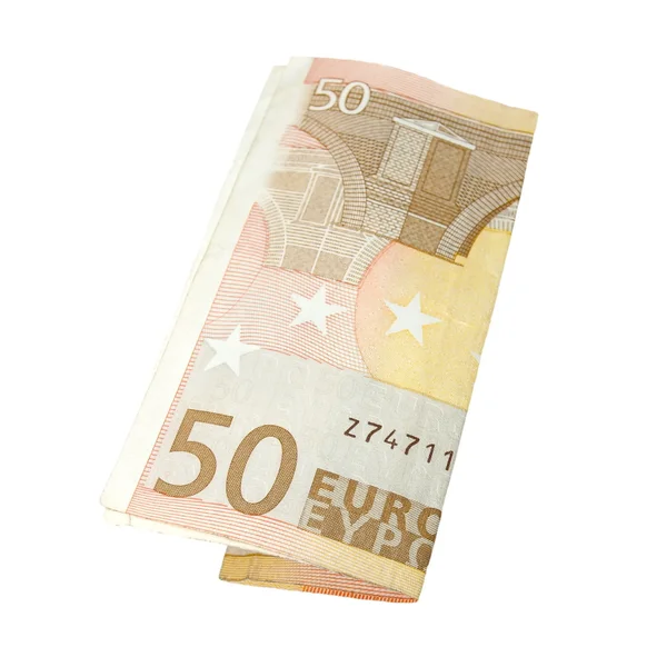 Fifty euro banknote, isolated on white background, with clipping path — Stock Photo, Image