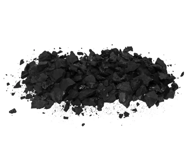Stapelzwarte steenkool geïsoleerd op witte achtergrond — Stockfoto