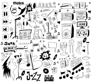 karalamalar komik müzik arka plan, tasarım öğeleri