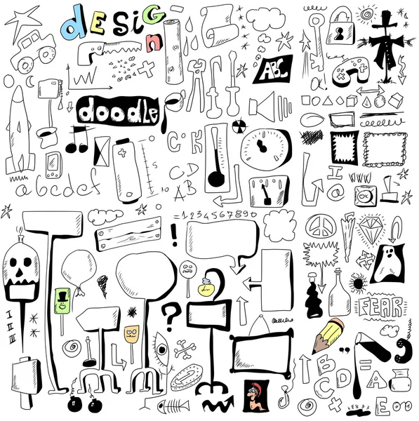 Elementi di design Doodle, illustrazione disegnata a mano — Foto Stock