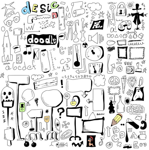 Doodle design elements, hand drawn illustration