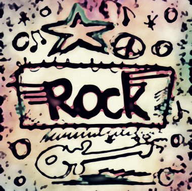 Doodle rock müzik simgeleri arka plan