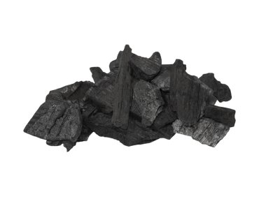 yığın kömür izole beyaz arka plan, xylanthrax, odun kömür