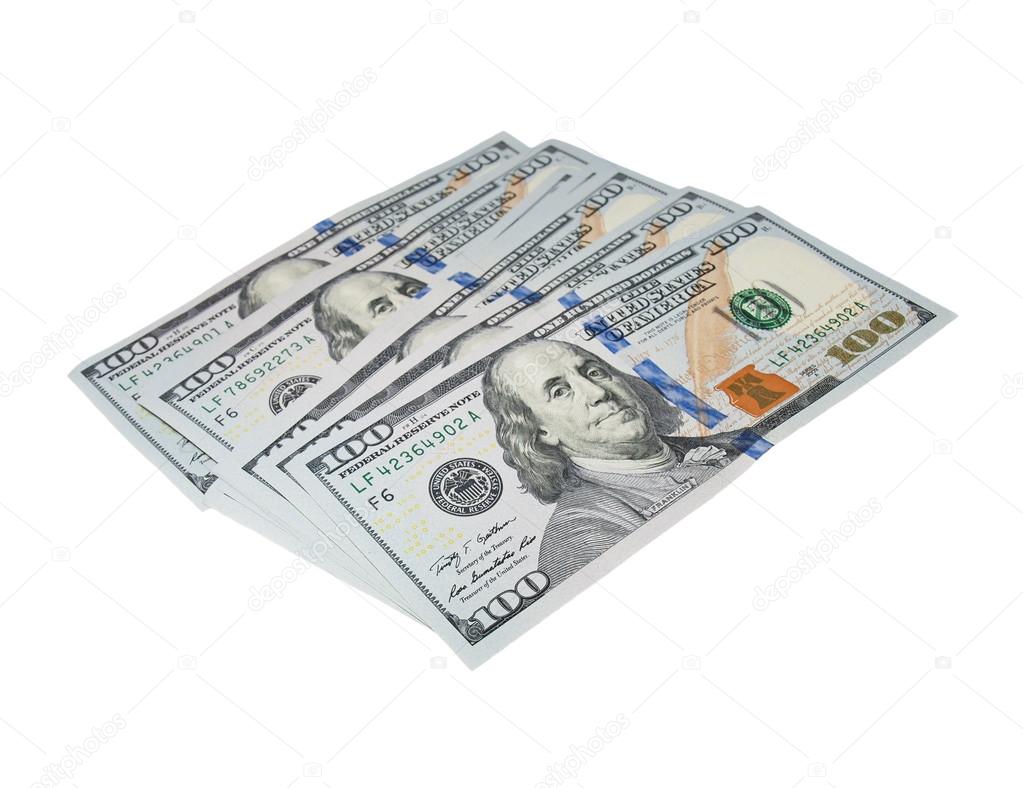 New one hundred dollar bill isolated on white background
