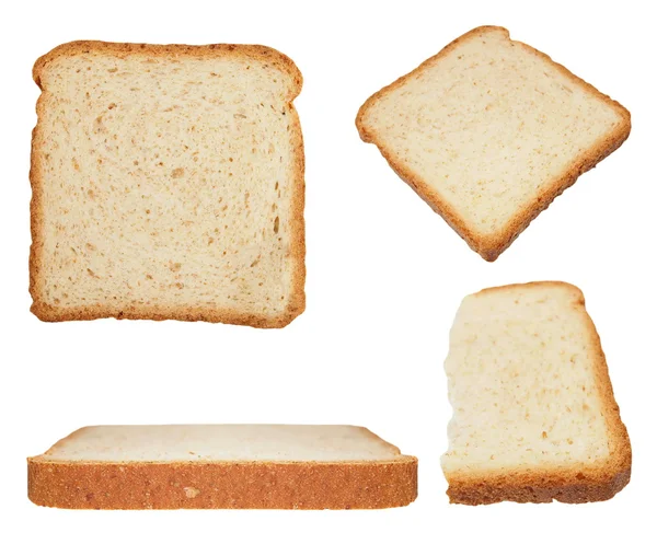 スライスしたパンの白い背景 (高解像度の分離したセット) — ストック写真