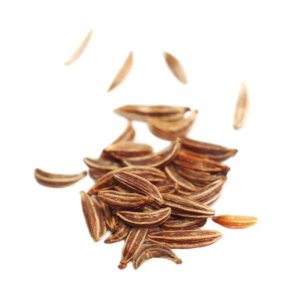 Pile spice cumin in grain isolated on white background — Stock Photo, Image