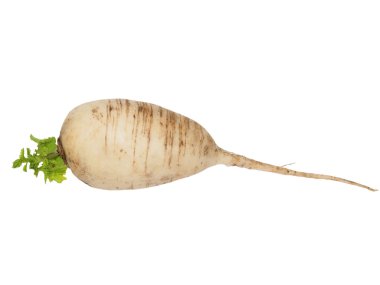 şalgam üzerinde beyaz izole yaprakları ile