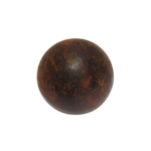 Cannonball, old rusty iron metal ball isolated on white background with clipping path — Stock Photo, Image