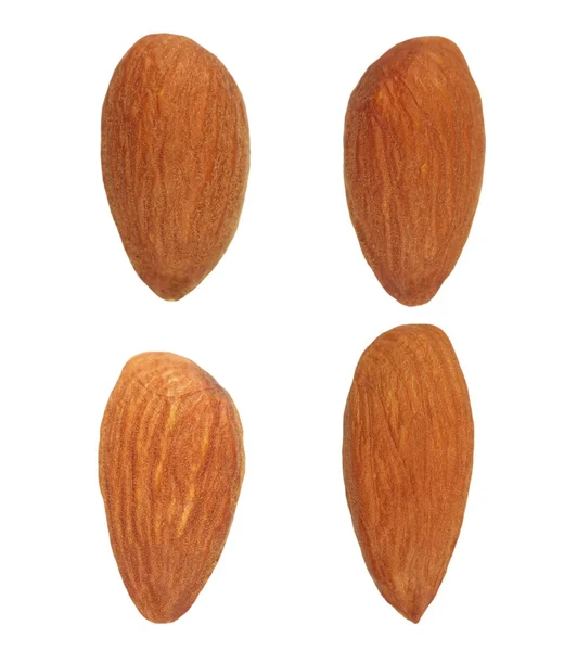 Collection Almond isolated on white background, with clipping path (macro) — Stock Photo, Image