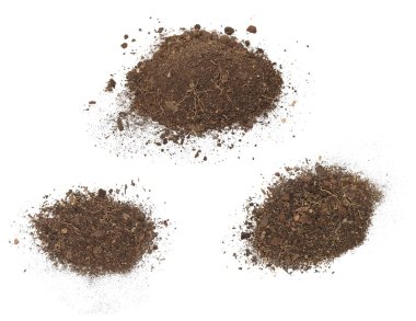 Set pile dirt isolated on white background with clipping path clipart
