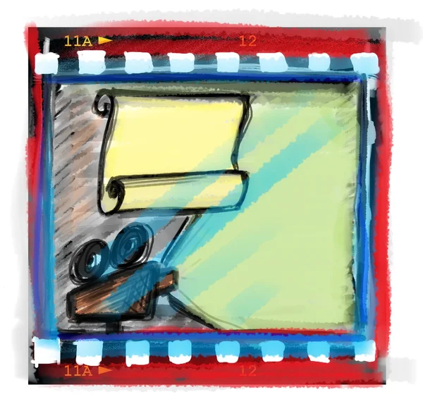 Doodle filmový pás rámu a video projektor — Stock fotografie