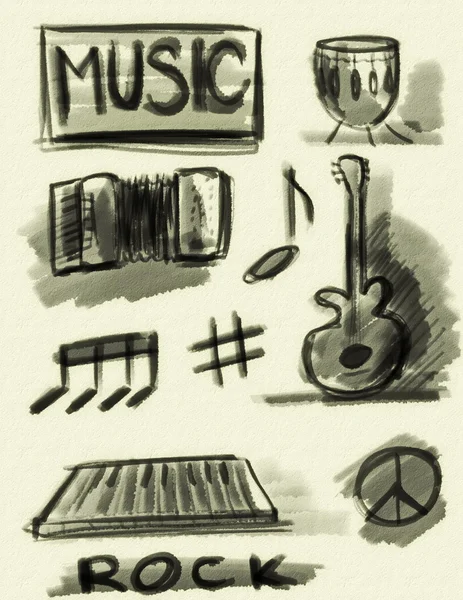 Conceito de música desenhada à mão — Fotografia de Stock