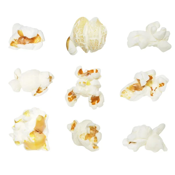 Macro popcorn isolated on white background — Stock Photo, Image