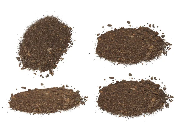 Установить кучи почвы изолированы на белом фоне с клипсом пути — стоковое фото
