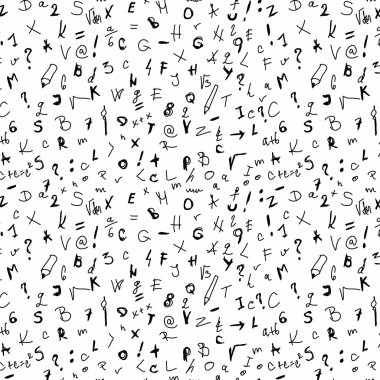 öğeleri basit harfler ve sayılar, doodle arka planı ve Desen Tasarım Okulu