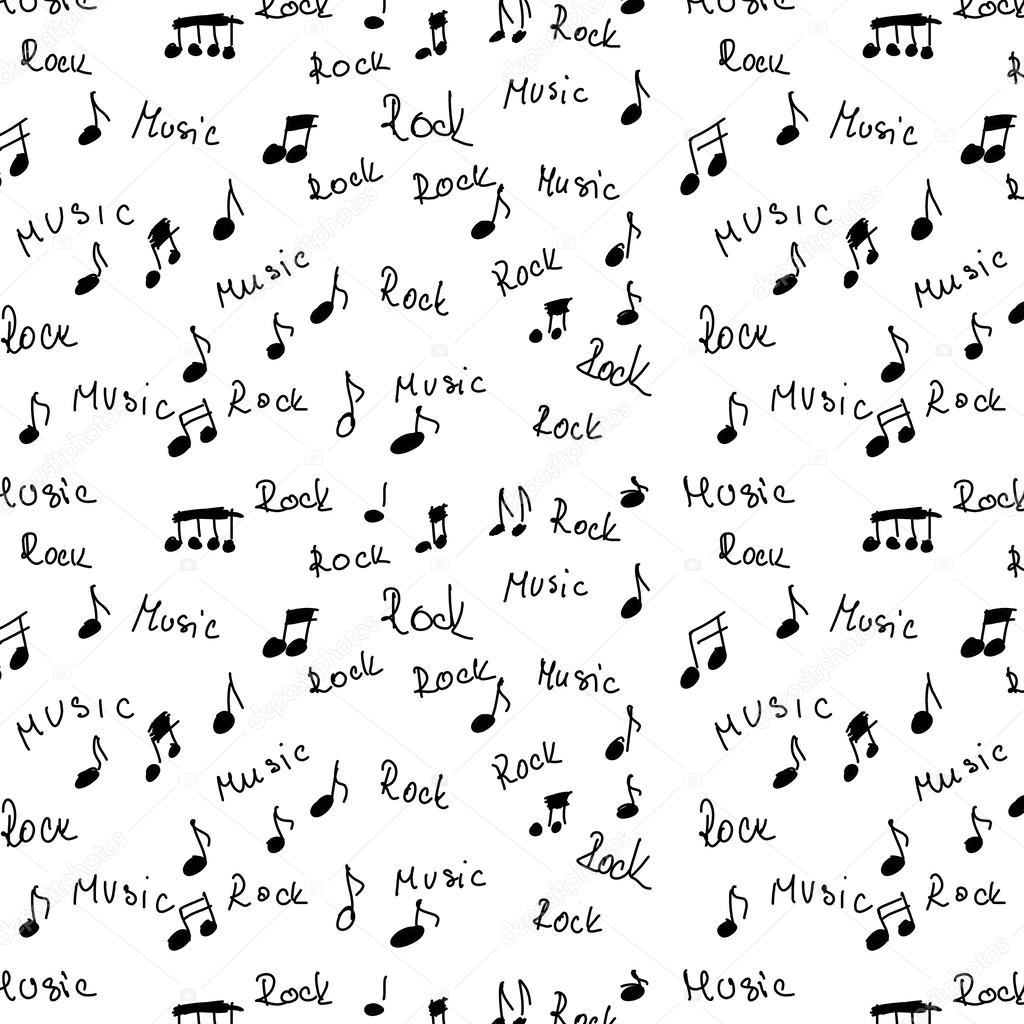 Rock, music and musical notes seamless texture