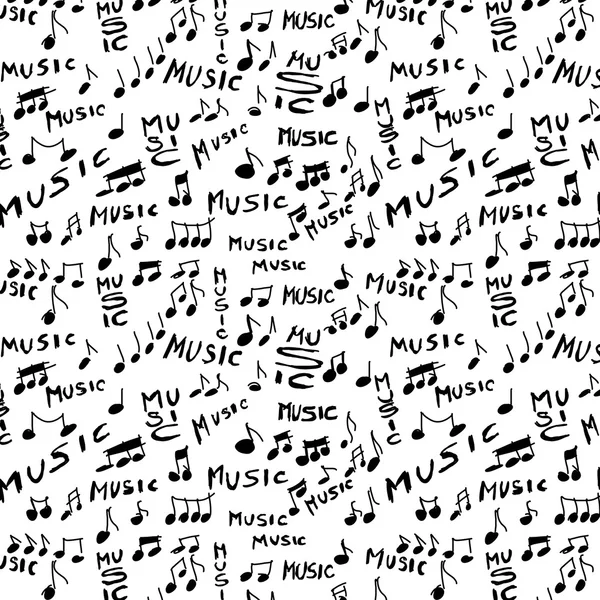 Music word and musical notes seamless texture and pattern — Stock Photo, Image