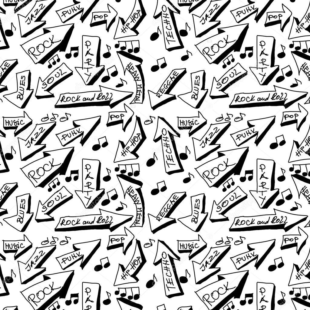 Doodle music word seamless texture and pattern ⬇ Stock Photo, Image by ...