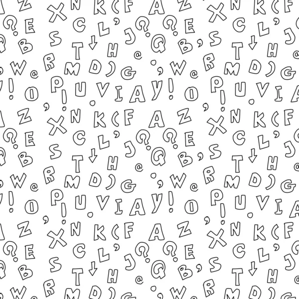 Seamless doodle fondo alfabeto escrito a mano —  Fotos de Stock