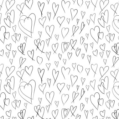 Kalpler boyalı el ile Seamless Modeli doodle
