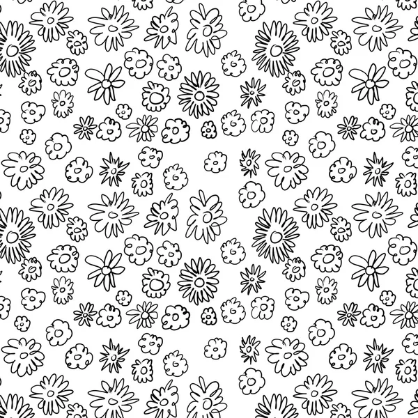 Modello floreale doodle senza soluzione di continuità isolato su sfondo bianco — Foto Stock