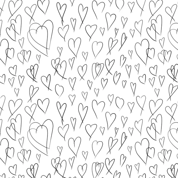 Doodle bezešvé pattern s ručně malované srdce — Stock fotografie