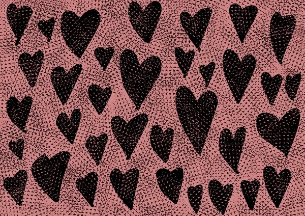 Doodle grunge szívét minta — Stock Fotó