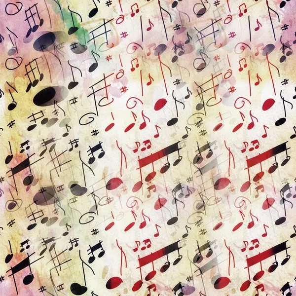 Naadloze doodle muzieknoten oude grunge patroon — Stockfoto