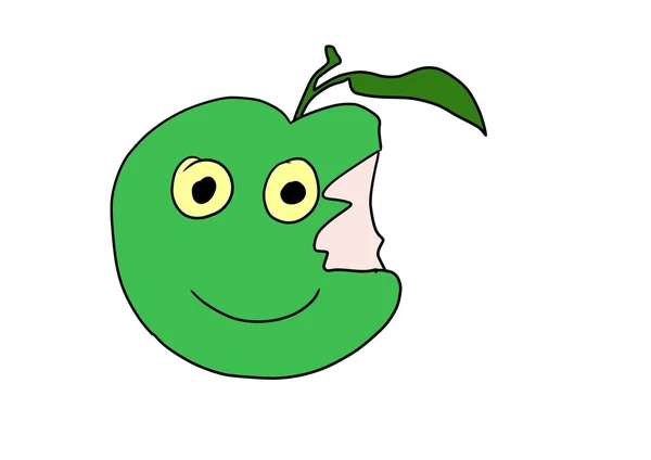 Doodle zelené jablko — Stock fotografie