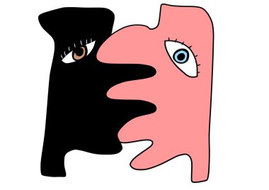 iki soyut kız ve erkek karakterleri doodle