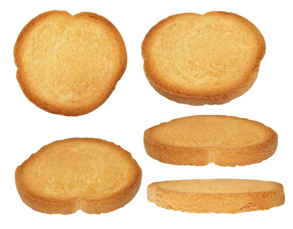 Brood gesneden geïsoleerde, volkoren droge rusk brood, volkorenbrood geïsoleerd op witte achtergrond — Stockfoto