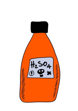 Doodle bottle of sulfuric acid clipart