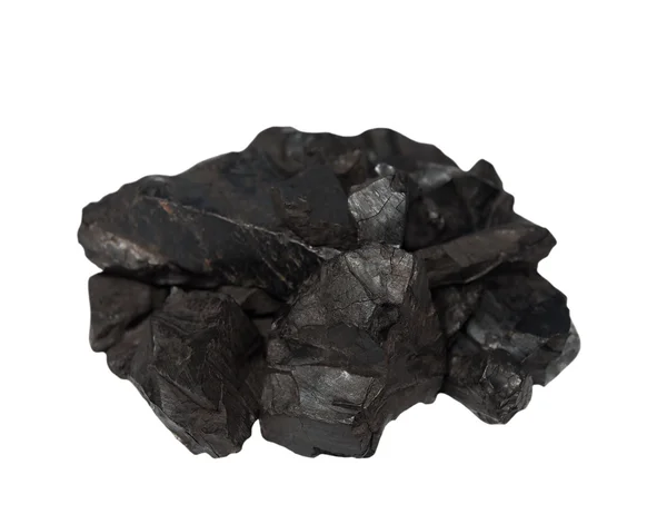 Pile fekete szén elszigetelt fehér alapon — Stock Fotó