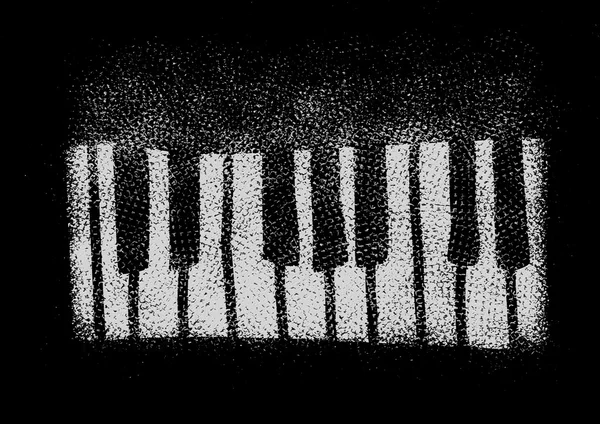 Grunge musikalisk tangentbord isolerad på svart bakgrund — Stockfoto