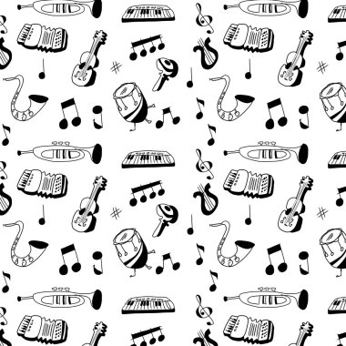Doodle müzik aleti desen ve arka plan