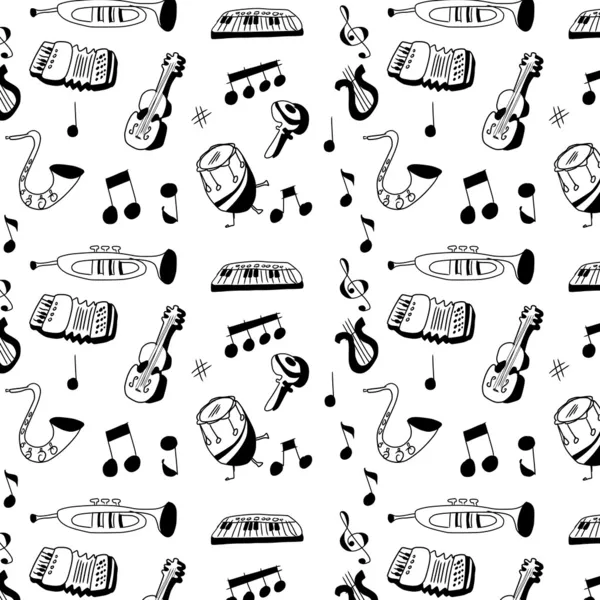 Doodle musical instrument pattern and background — Stock Photo, Image