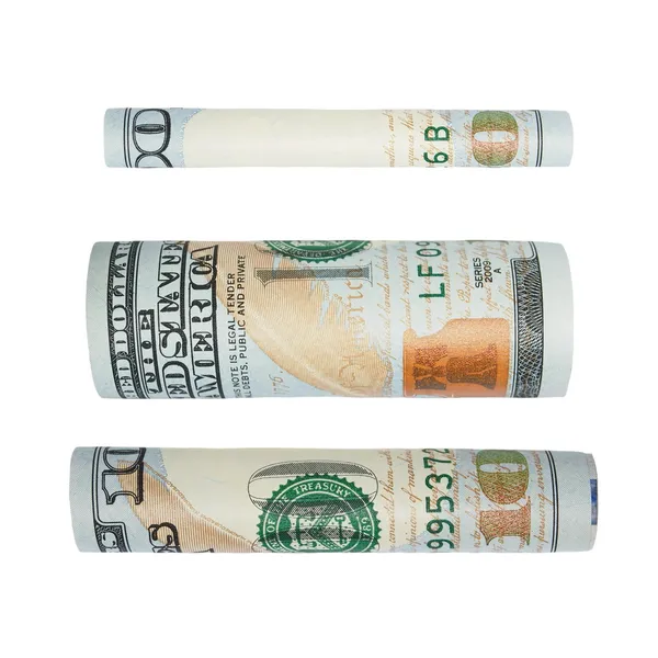 Set one hundred dollar bill isolated on white — Stock Photo, Image