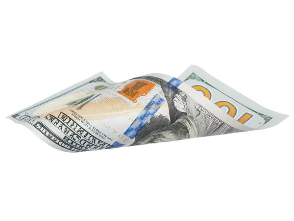 One hundred dollar bill isolated on white — Stock Photo, Image