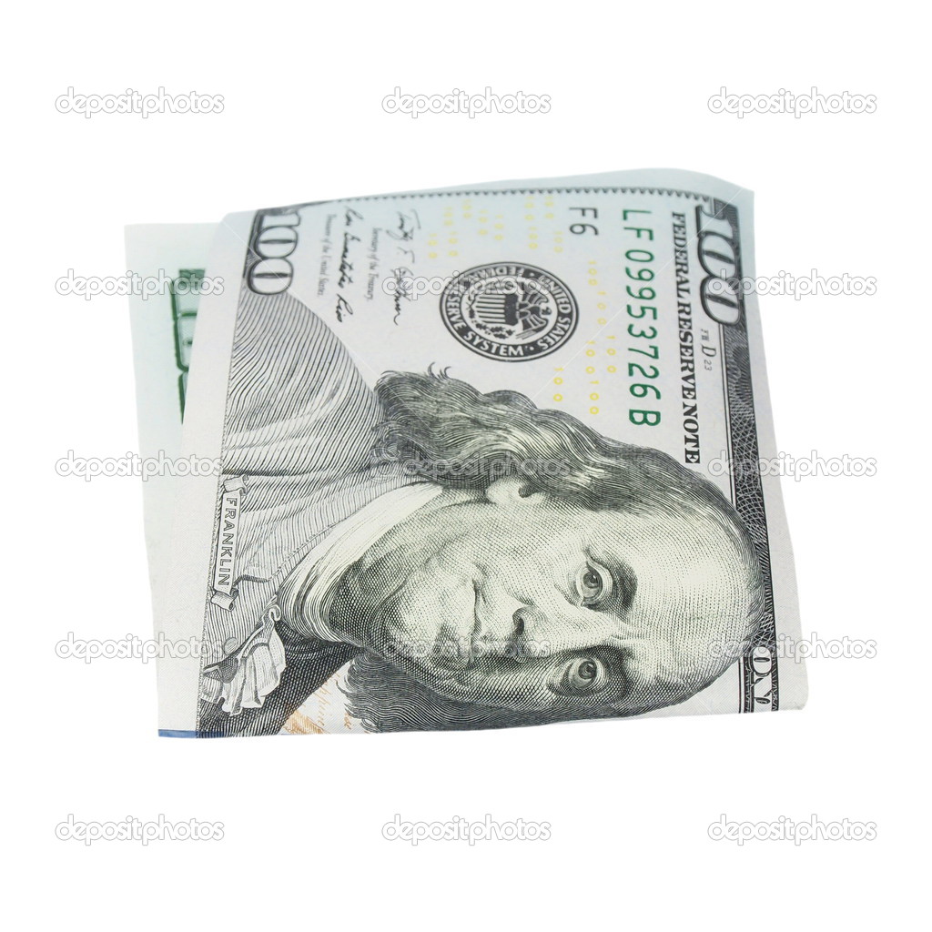 One hundred dollar bill isolated on white