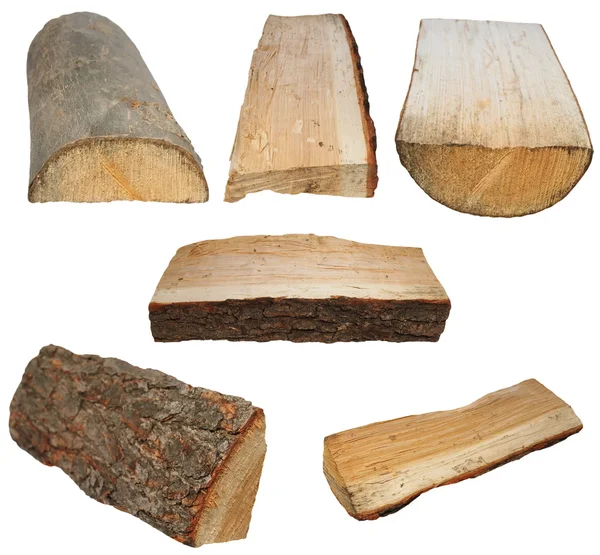 Set log fire wood isolated on white background with clipping path (high resolution) — Stock Photo, Image