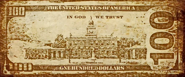 Old grunge one hundred dollar bill — Stock Photo, Image