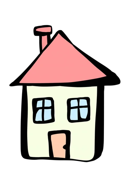 Evi çizgi film elle çizilmiş doodle — Stok fotoğraf