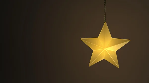 Tek sarı yıldız ışık karanlık bir arka plan üzerinde asılı